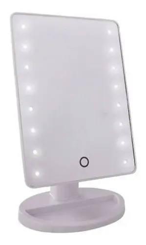 Espejo Maquillaje Portátil LED Marca Large Led Mirror 16 Luces Rectangular Blanco