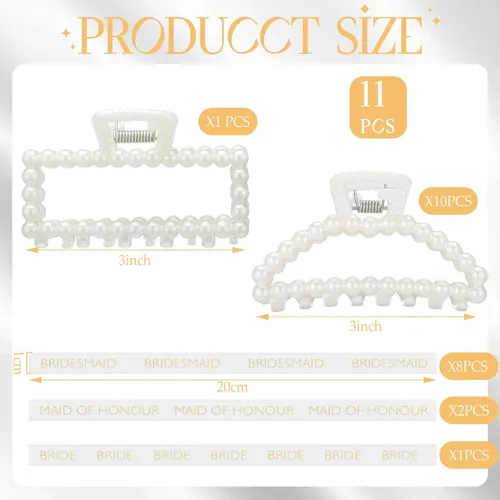 Pinzas Para El Pelo Hotop Bridesmaid Pearl Con Cinta De 8 Cm