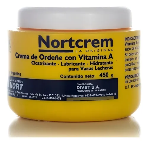 Crema De Ordeñe Con Aloe Vera Nort 450g Vitamina A Fragancia Inolora