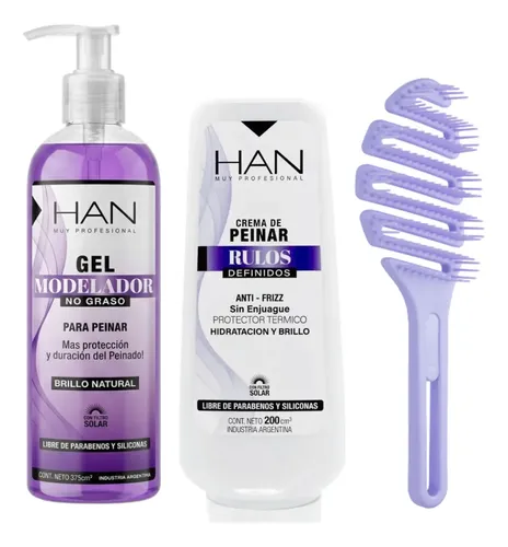 Han Kit Rulos Gel Modelador + Crema De Peinar+ Cepillo Curly