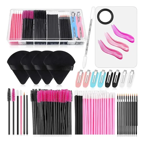 Kit De Aplicadores Maquillaje Desechables Con Paleta Y Clips