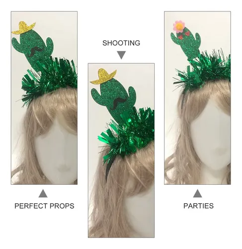 Aros De Pelo Cactus Verde 2 Piezas Para Fiesta