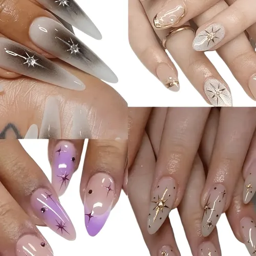 5 Pegatinas De Metal Con Forma De Estrella Láser For Uñas,