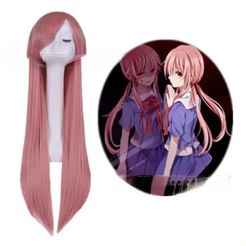 Peluca Future Diary Con Flequillo Lateral Rosa Ahumado ..