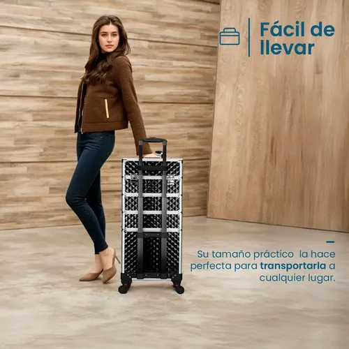 Maletin Desmontable Maquillaje 4 En 1 Profesional Carro Negro Raitot