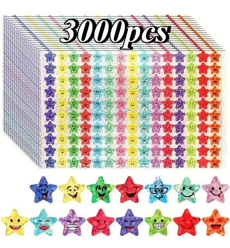 750pcs Pegatinas Estrellas Caras Feliz Premios Maestro