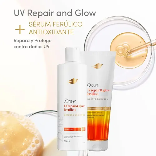 Shampoo Dove UV Repair & Glow Ferúlico Reparador 200ml
