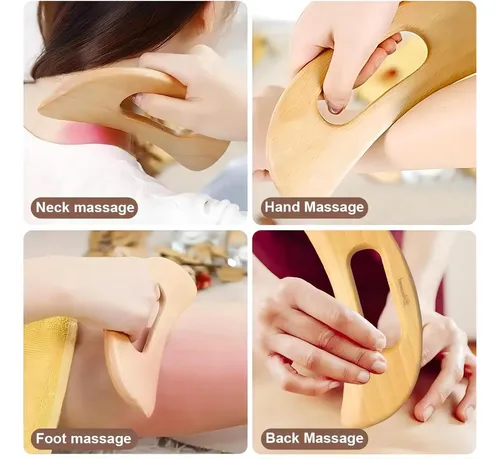 Masajeador Madera Gua Sha Drenaje Linfático Cuerpo Terapia