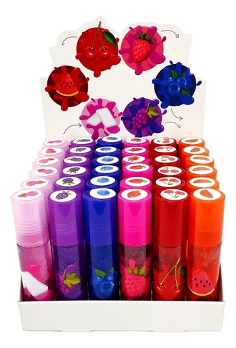 Brillo Labial Roll On Glitter 36 Unidades Pink 21 Frutales