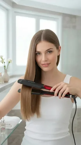 Planchita Pelo Aitech Profesional Roja 220V Cable Giratorio 360 Placas Cerámica Anti Frizz Alisadora 160 A 220°C Calentamiento Rápido Temperatura Regulable Cabello Liso Brillante Ideal Para Uso Diario