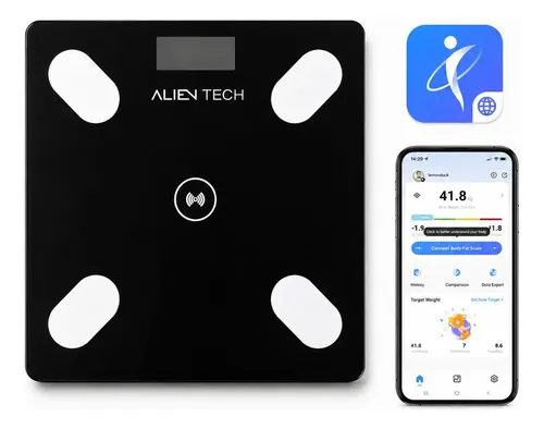 Balanza Digital De Baño Personal 180kg Inalámbrica Bluetooth
