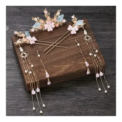 Lp* Tradicional Mujer Flor Cabello Palillos Accesorios Lll