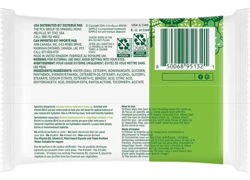 Toallitas Desmaquillantes Micelares Simple 25 Unidades Piel