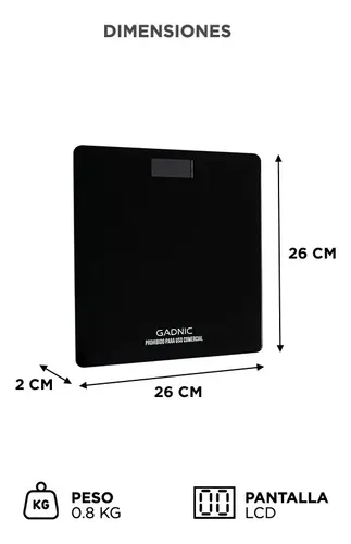 Balanza Digital Gadnic 180 kg Vidrio Reforzado Pantalla LCD