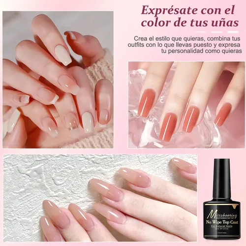 Geles Esmalte Kit Para Uñas Con Lámpara Led/uv Manicura Set Light Pink, Milk White, Pink, Clear, Nude