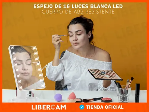 Espejo De Maquillaje Tactil Luz Blanco Frio LIBERCAM ESP-01 USB Color Negro