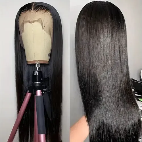 Conjunto Completo De Pelo Largo Y Recto Negro Para Mujeres