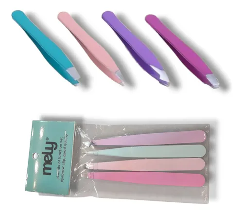 Set De Pinzas De Cejas X4 Recta Diagonal Fina Y Punta Mixta