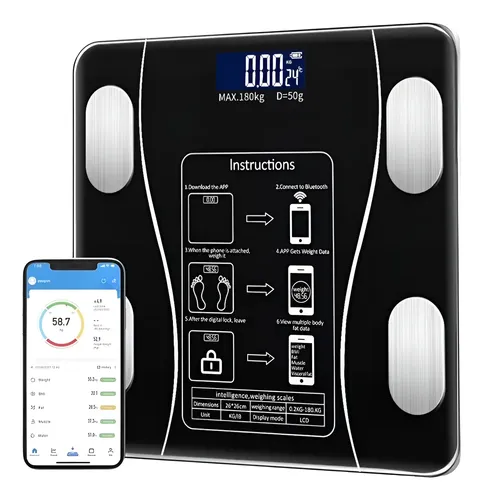 Balanza Digital Inteligente Seis Bluetooth App Baño 180kg