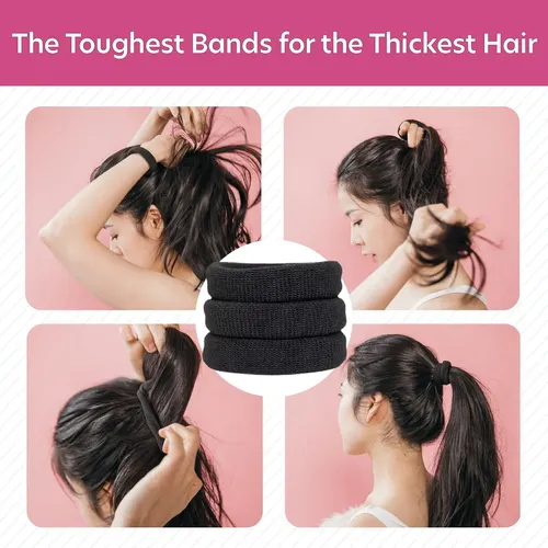 Cintas Para Cabello Grueso, Pesado O Rizado, Negras, 3 Unida