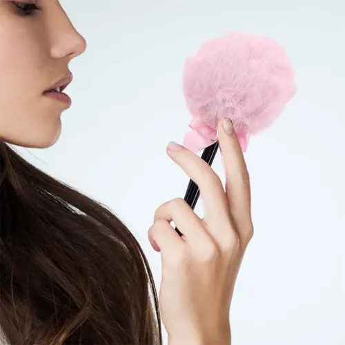 Borla Para Polvos Corporales Con Mango Largo Rosa Rosa