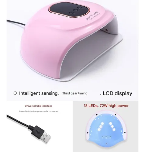 Lámpara De Uñas Uv Led Sun19 72w Rosa, Secador Profesional
