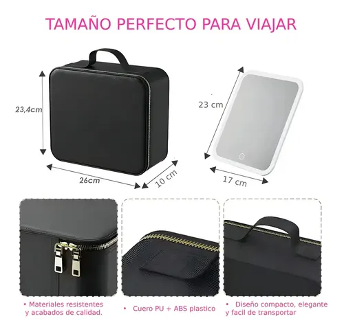 Organizado Maquillaje Porta Cosméticos Espejo Led Recargable