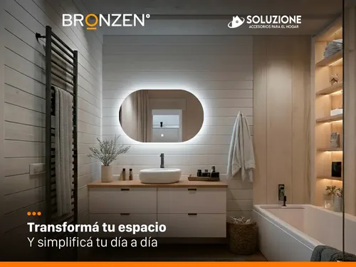 Espejo Premium Horizontal Ovalado Luz Led Trasera 100 X 60cm
