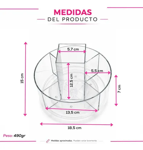Organizador Maquillaje Giratorio 360º Acrílico Transparente Oh My Shop