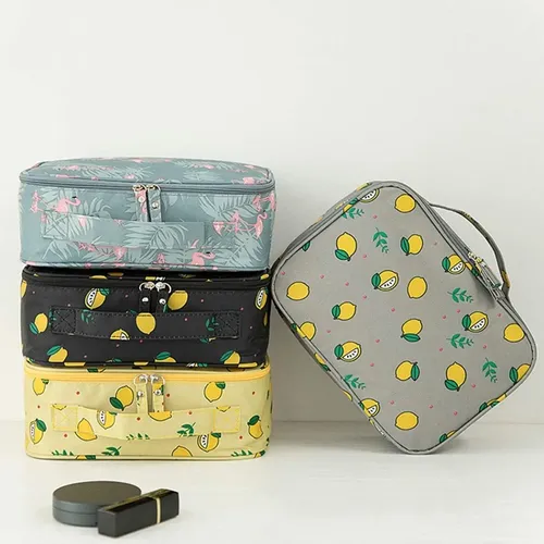 Organizador Neceser Porta Cosméticos Bolso Viaje Maquillaje Color Limon Negro