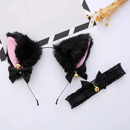 Orejas De Gato Head Hoop Hair Holder Hairwear Negro Negro