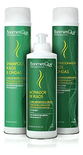 Kit Rulos Ondas Shampoo Acondicionador Activador Bonmetique