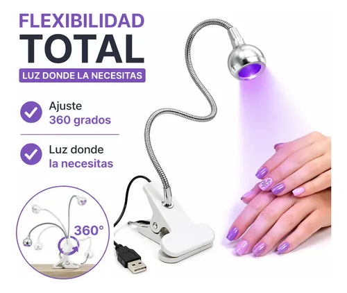 Lámpara Uv Led Flexible Con Clip Para Uñas Secado Rápido