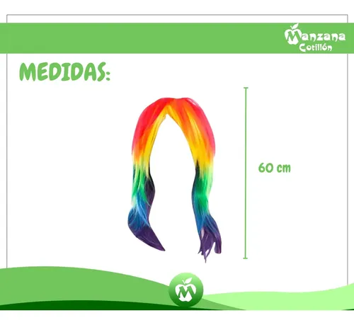 Combo X12 Pelucas Larga Lacia Multicolor Carioca Disfraz