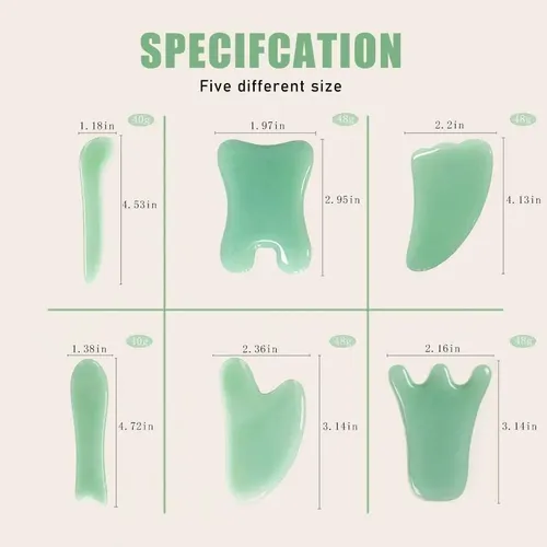 Kit Masaje Gua Sha Jade Natural Drenaje Linfático Facial