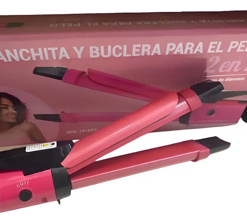 Planchita Buclera 2 En1 Electrica Regulador Temperatura Rosa