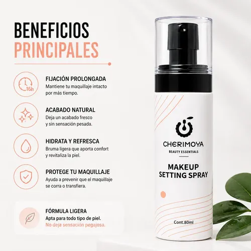 Cherimoya Setting Spray Fijador Maquillaje Profesional