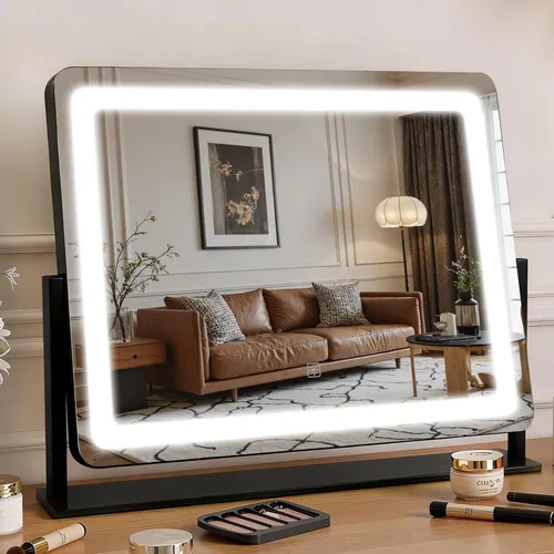 Espejo De Maquillaje Con Luz Led 56x43cm Negro