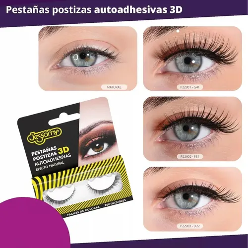 Pestañas Postizas Autoadhesivas 3d S/ Pegamento Jessamy P229
