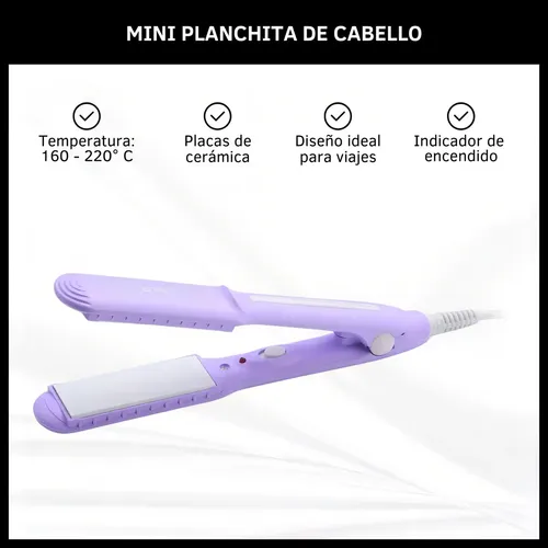 Mini Planchita Pelo Oryx OSR-197 Violeta Cerámica Retoques Viaje Seco