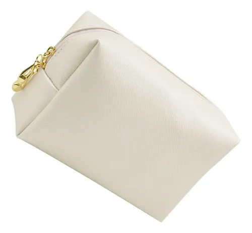1pc White Pu Makeup Bag Lightweight Travel Cosmetics Pouch