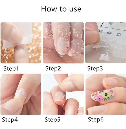 Sticker Adhesivo Pegamento P/ Tips Uñas Postizas Cinta Bifaz