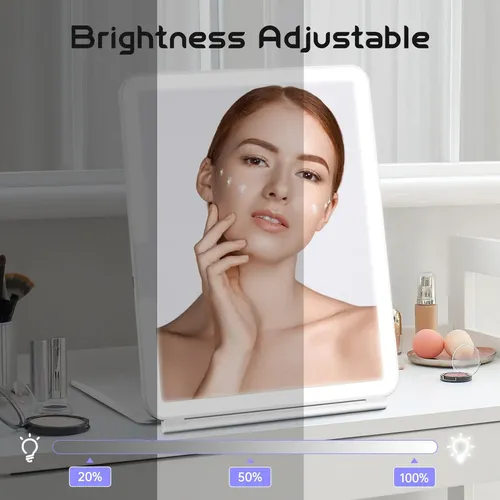 Espejo De Maquillaje Con Luz Led Funtouch Recargable Blanco