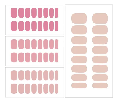 4 Hojas De Tiras De Gel Semicurado De 4 Colores Para Uñas