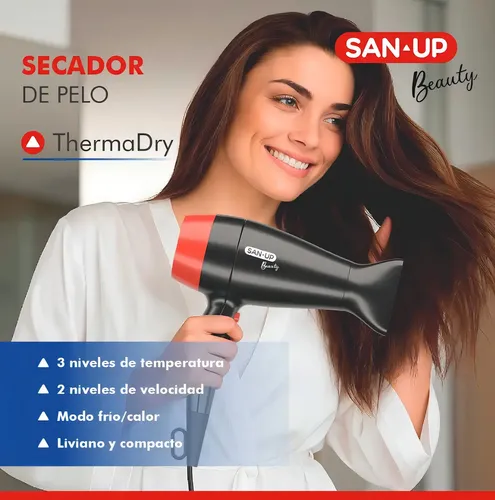 Secador De Pelo San Up Thermadry Con Concentrador Color Negro