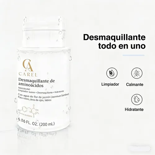 Removedor De Maquillaje Carel Aminoácidos + Agua Desmaquilla