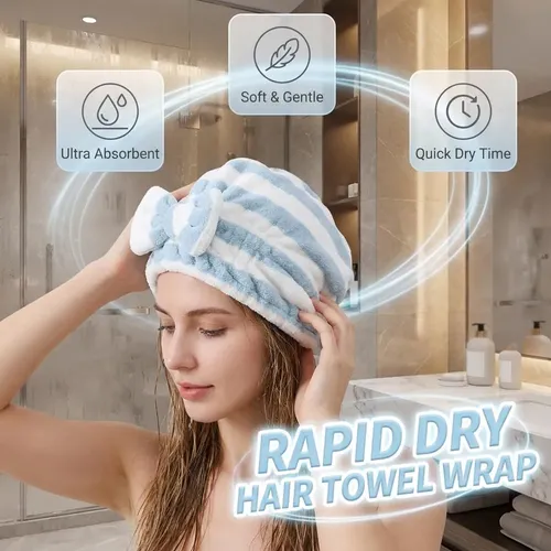 Turbante De Microfibra Para Cabello, Toalla Absorbente De