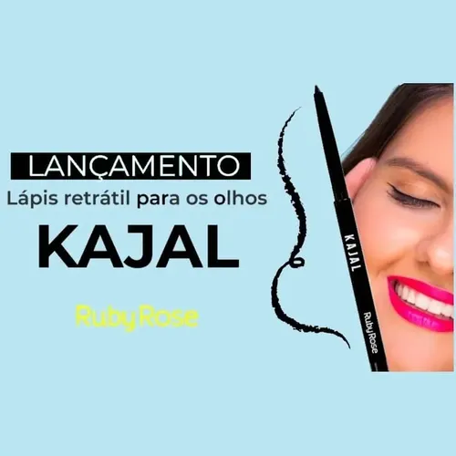 Delineador Retráctil Negro Kajal Ruby Rose Metalizado
