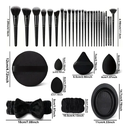 Kit De Maquillaje Negro Hghdbt De 51 Piezas Con Brochas Y Es