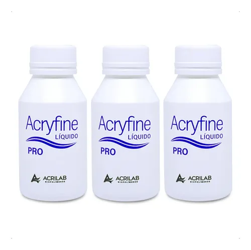 Acryfine Kit 3u Líquido Monómero Pro 90ml